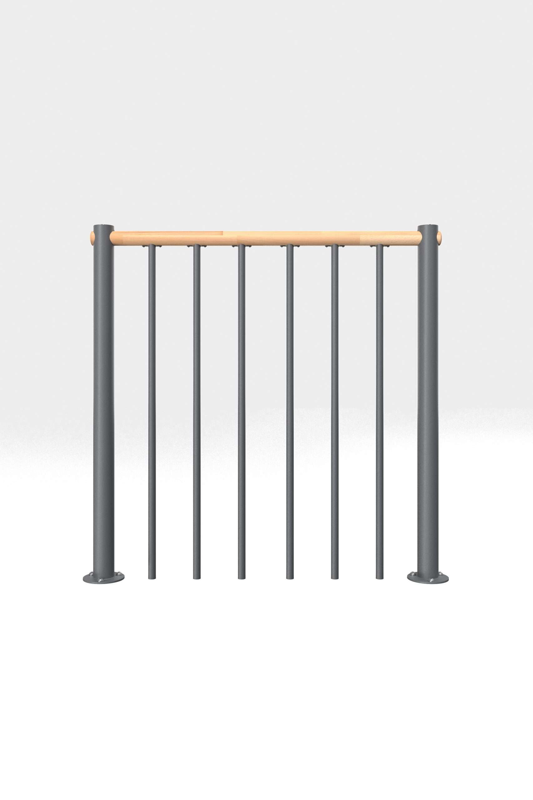 Bruestungsgelaender_Staebe_Holz_Buche_grau_gerade_1 Ballustratura con barra verticale e corrimano in legno dritto - immagine 1