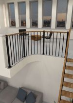 Ballustratura con barra verticale e corrimano in legno dritto - immagine 2